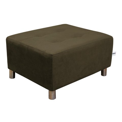 Puff Para Sala Quadrado Decorativo com Pés com Alumínio Nero Matrix - Veludo Marrom Escuro