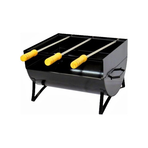 Churrasqueira Praia Campo Aço Carbono 3 Espeto FE 36x30x24cm Duralar F042FOM