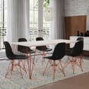 Ver imagem 1 de Mesa Sala De Jantar Industrial Branca 135X75 6 Cadeiras Pretas De Ferro Cobre Cor: Branco