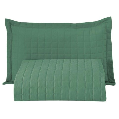 Kit Cobre Leito Colcha Monaco Solteiro Dupla Face 2 Peças Verde 100% Poliéster