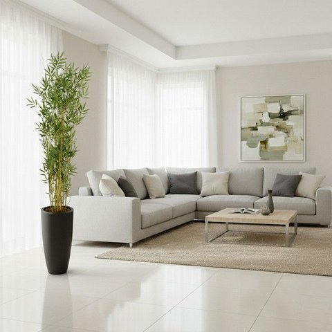 Árvore Bambusa Artificial 180cm com Troncos Naturais e Vaso Vietnamita Preto | Formosinha