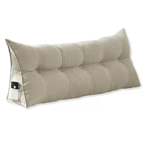 Almofada de Cabeceira 195 Cm King Suede Apoio Cama Quarto Cor:bege