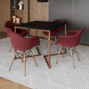 Ver imagem 1 de Conjunto de Mesa Industrial Base Cobre Tampo Quadrado 90cm Preto 4 Poltronas Estofadas Vermelho
