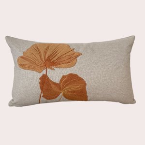 Capa de Almofada Linho Bordada Floral Terracota 35x50cm