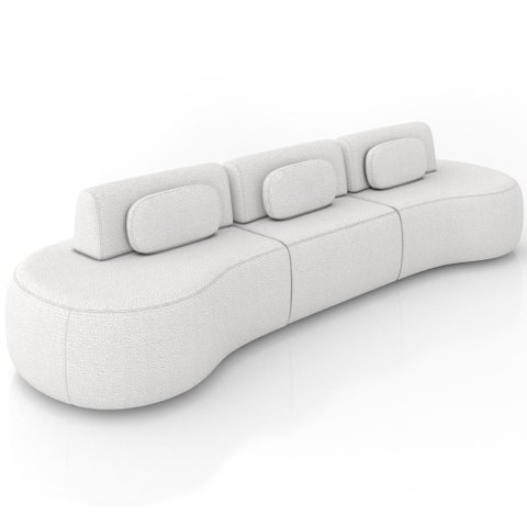 Sofá 5 Lugares Orgânico para Sala Living 326cm Vasti M03 Bouclê Cru - Lyam Decor