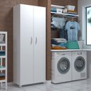 Ver imagem 4 de Armário Multiuso 2 Porta e 4 Prateleiras para Lavanderia Branco AJB STORE