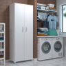 Armário Multiuso 2 Porta e 4 Prateleiras para Lavanderia Branco AJB STORE - 4
