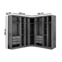 Ver imagem 3 de Quarto Casal Completo Rizon-linea 3 Peças (2 Guarda Roupas + 1 Closet Canto Obliquo) Qcm105 Cumaru-