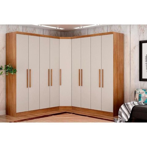 Quarto Casal Completo Rizon-linea 3 Peças (2 Guarda Roupas + 1 Closet Canto Obliquo) Qcm105 Cumaru-
