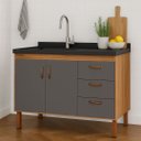 Ver imagem 2 de Gabinete de Cozinha 114 cm com 2 Portas e 3 Gavetas Balcão:Avelato/Cinza