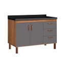 Ver imagem 1 de Gabinete de Cozinha 114 cm com 2 Portas e 3 Gavetas Balcão:Avelato/Cinza