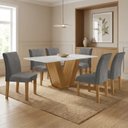 Ver imagem 1 de Mesa de Jantar com 6 Cadeiras MDF Espanha Casuá Cinamomo Off White Grafite