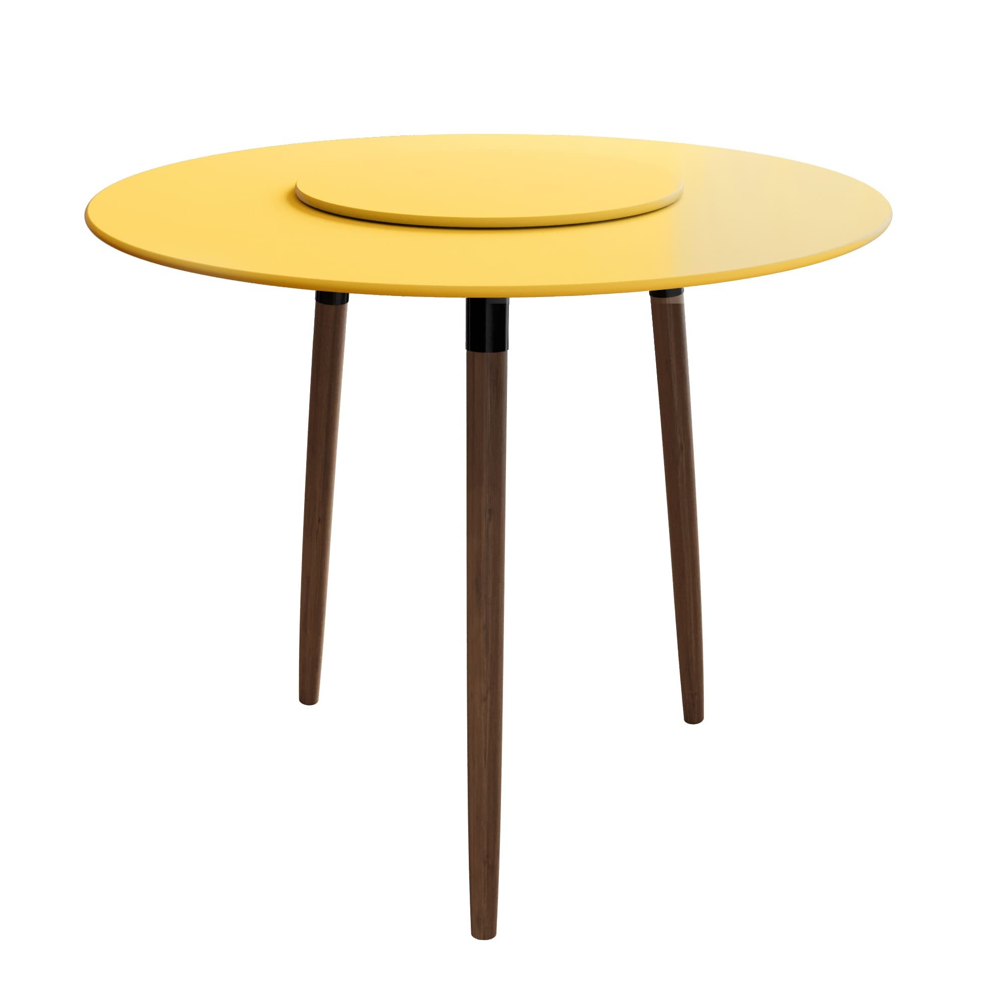 Conjunto com Mesa de Jantar 120cm e 4 Banquetas Marrons Redondas - Cor Aspen Gold - 3