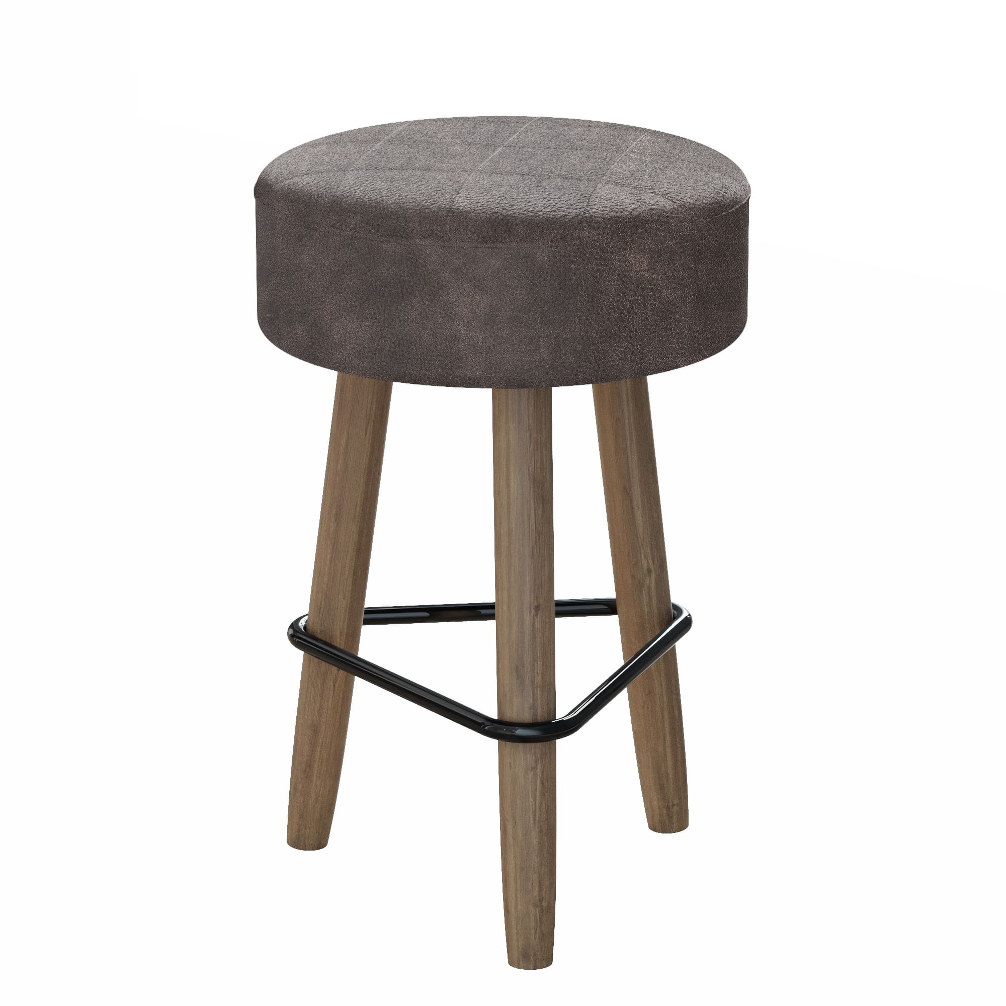 Conjunto com Mesa de Jantar 120cm e 4 Banquetas Marrons Redondas - Cor Aspen Gold - 2