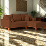 Sofá 3 Lugares Beny com Chaise Direito Corino Terracota - 3
