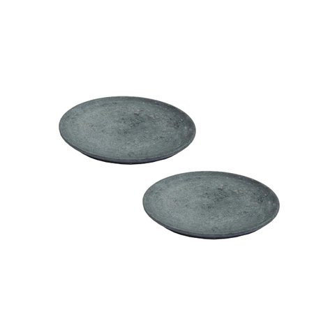 Kit 2 Pratos Raso Redondo Pedra Sabão Sobremesa e Bolos 26cm
