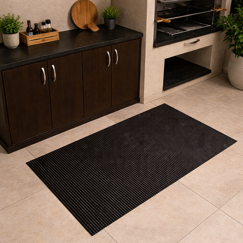 Tapete Passadeira Cozinha Antiderrapante 2m x 45cm Preto