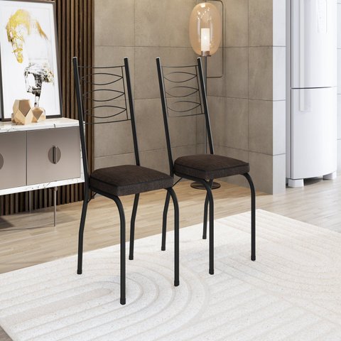 Kit 2 Cadeiras para Sala de Jantar Lite Preto/Imbuia