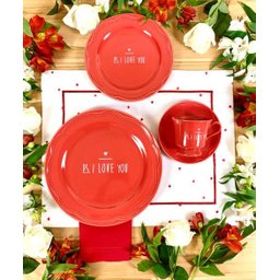Jogo C/ 2 Xícaras de Chá 230ml C/ Pires em Porcelana Vermelha, Coleção Exclusiva Ps I Love You - 4
