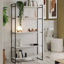 Ver imagem 1 de Estante Alta Guaecá 180x95 Industrial para Livros e Decor em Sala ou Escritório - Preto/branco