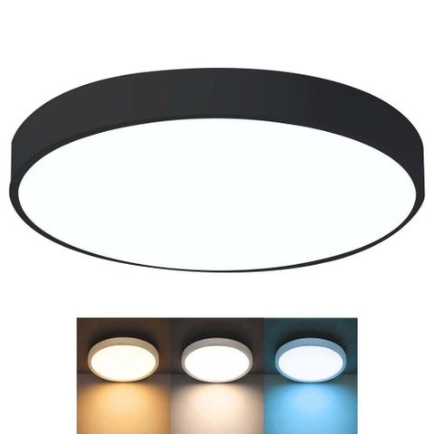 Luminária de Teto L10060 3 Tons LED 25W Preto Leva pra Casa 50cm