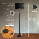 Ver imagem 3 de Luminária de Chão Piso Abajur Altura 1,6m Alumínio com Cúpula Redonda Ref 88 Preto Cup Preto