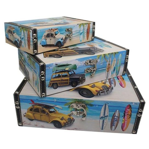 Conjunto de Madeira Porta Objetos Decorativo 3 Peças