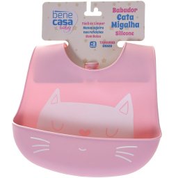 Babador Cata Migalha Silicone Impermeável Rosa - 3