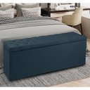 Ver imagem 2 de Calçadeira Recamier Baú Queen 1,60m Madrid Suede - Pallazio Azul Marinho