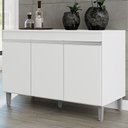 Ver imagem 1 de Balcão Gabinete 120cm 3 Portas com Tampo Manu Branco - AJL Móveis