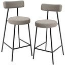 Ver imagem 1 de Kit 02 Banquetas Baixa para Cozinha Sala de Jantar Bar Bancada Milão L02 Bouclê Creme - lyam decor L
