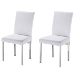 Kit 2 Cadeiras para Sala de Jantar-assento Sintético Branco