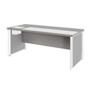 Ver imagem 1 de Mesa Diretor com Caixa de Tomadas e Porta Objetos para Escritório 180cm Corporate Cinza Sagrado e Branco