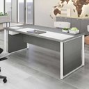 Ver imagem 2 de Mesa Diretor com Caixa de Tomadas e Porta Objetos para Escritório 180cm Corporate Cinza Sagrado e Branco