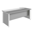 Ver imagem 4 de Mesa Diretor com Caixa de Tomadas e Porta Objetos para Escritório 180cm Corporate Cinza Sagrado e Branco