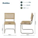 Ver imagem 7 de Kit 4 Cadeiras de Jantar Cesca com Base Inox Assento Encosto em Palha Trançada para Sala de Estar