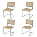 Ver imagem 1 de Kit 4 Cadeiras de Jantar Cesca com Base Inox Assento Encosto em Palha Trançada para Sala de Estar