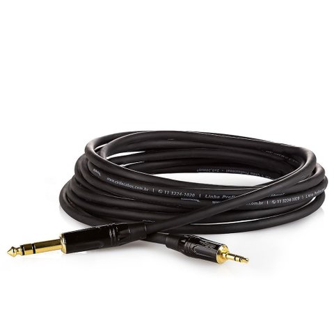 Cabo P2 Estereo para P10 Estereo Profissional - 2 Metros