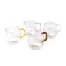 Jogo 4 Canecas Vidro Borossilicato Alça Colorida Cozinha Bebidas Café Chá Expresso Cappuccino 490ml - 2
