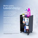 Ver imagem 3 de Nicho Organizador Móvel Multiuso Preto para Lavanderia com Rodízio 40cm
