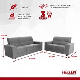 Conjunto Sofá 2 e 3 Lugares Suiça Yescasa - 3