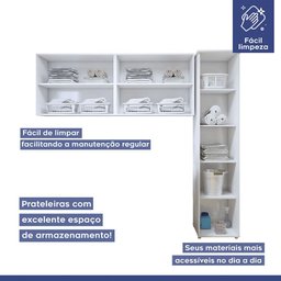 Lavanderia Modulada Guarulhos 1 Armário Multiuso e 2 Armários Aéreos Branco Kaiki Móveis - 8