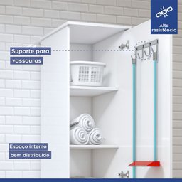 Lavanderia Modulada Guarulhos 1 Armário Multiuso e 2 Armários Aéreos Branco Kaiki Móveis - 10