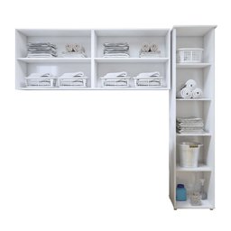 Lavanderia Modulada Guarulhos 1 Armário Multiuso e 2 Armários Aéreos Branco Kaiki Móveis - 3
