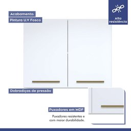 Lavanderia Modulada Guarulhos 1 Armário Multiuso e 2 Armários Aéreos Branco Kaiki Móveis - 7