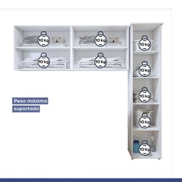 Lavanderia Modulada Guarulhos 1 Armário Multiuso e 2 Armários Aéreos Branco Kaiki Móveis - 11
