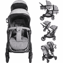Ver imagem 2 de Carrinho Moises Gemeos com 2 Bebe Conforto Kiddo Pair Cinza