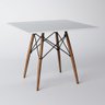 Mesa Eames Eiffel Quadrado Tampo de Madeira 90cm Branco - 1