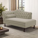 Ver imagem 1 de Divã Recamier Chaise Longue Lavínia 150cm Capitonê Pés de Madeira Suede Bege - Desk Design