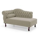 Ver imagem 5 de Divã Recamier Chaise Longue Lavínia 150cm Capitonê Pés de Madeira Suede Bege - Desk Design
